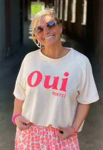 Sweat manches courtes "Oui merci" 