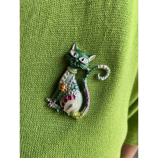 Broche aimant chat sérieux