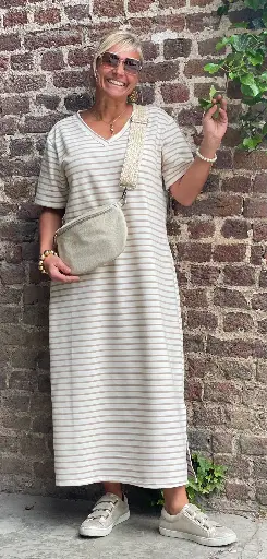 Robe Longue Marin Col V