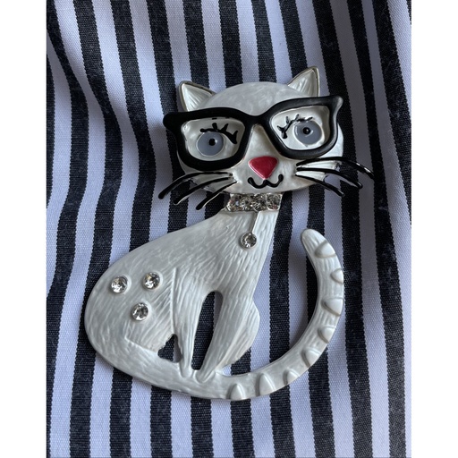 Broche aimant chat lunette