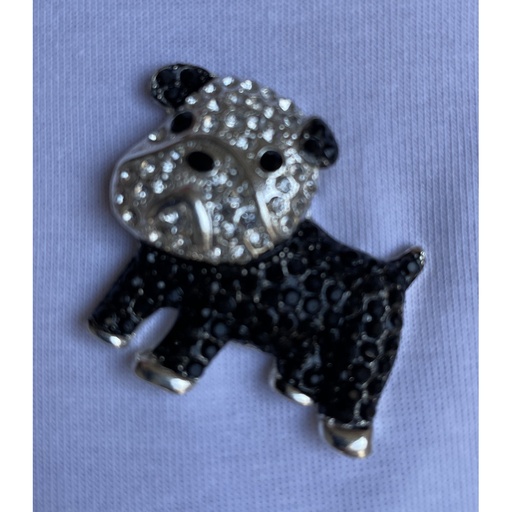 Broche aimant petit chien strass