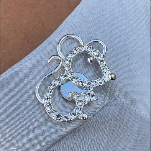 Broche aimant souris strass