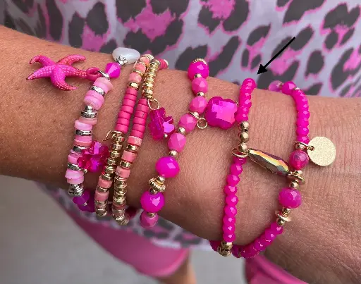 Bracelet quartz et pendant n°180 (Fuchsia)