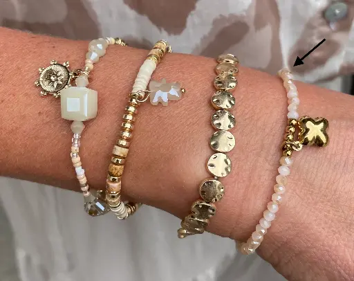 Bracelet Quartz pendant Trèfle n°183 (Beige)