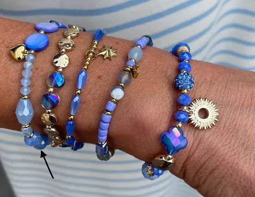 Bracelet Coeur/Perles-multis n°187 (Bleu)