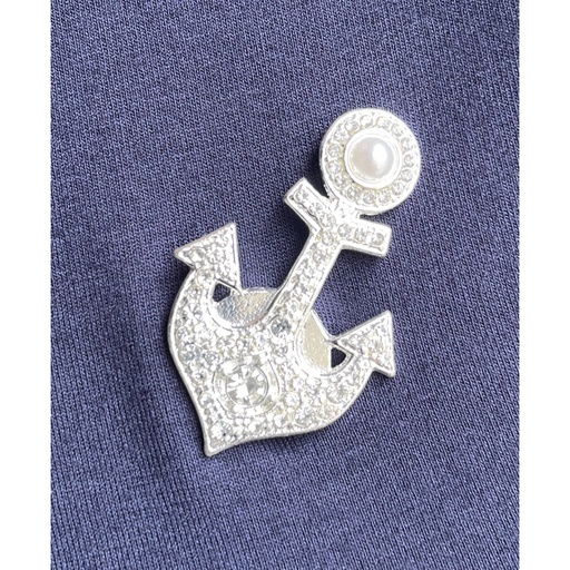 Broche aimant ancre perle