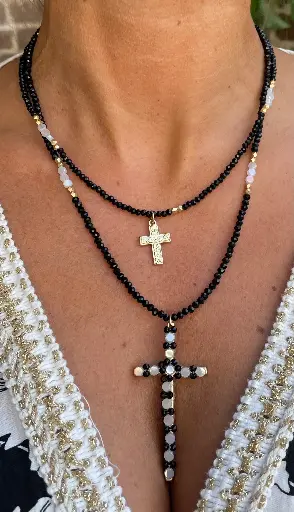 Collier double rangs Croix YL A5554