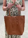 Sac Cabas Cuir Grainé Uni