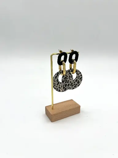 Boucles d'oreilles rondes mabrées n°129