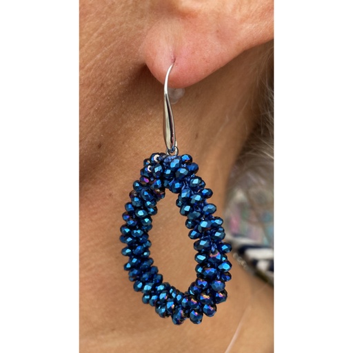 Boucles doreilles perles goutte argentee n30