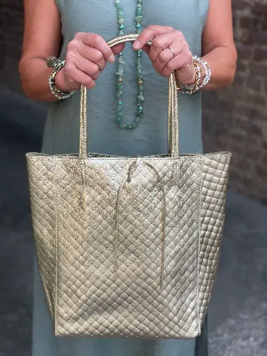 Sac Cabas Cuir Quadrillé 