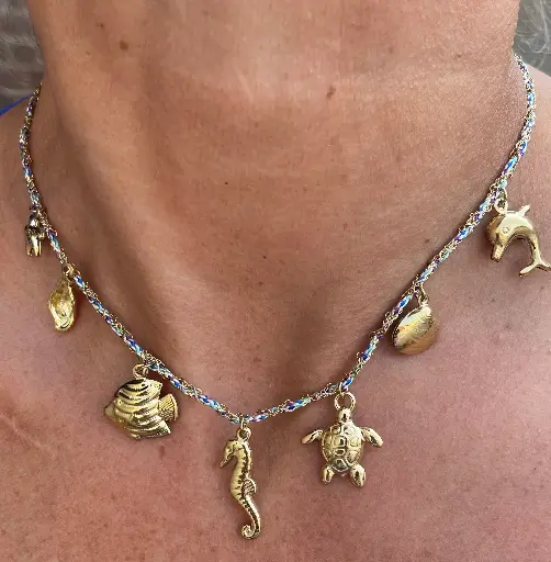 Collier Chaine Breloques Hippocampe
