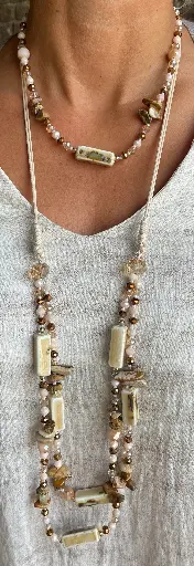 Long Collier Pierres rectangles