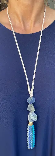 Long Collier Pierres et Perles Pendantes