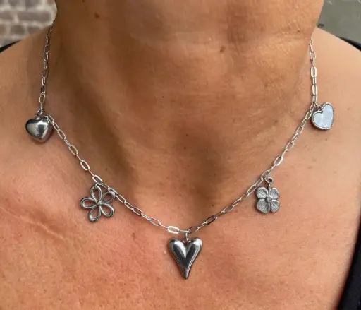 Collier Chaine Coeurs/Fleurs TGX646