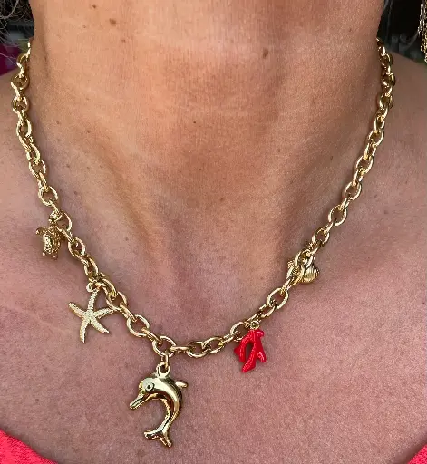 Collier Chaine Breloques Dauphin