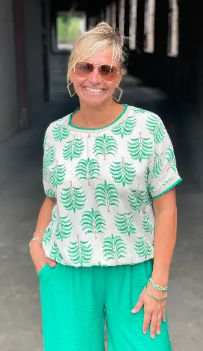 Blouse manches Colors Palmiers