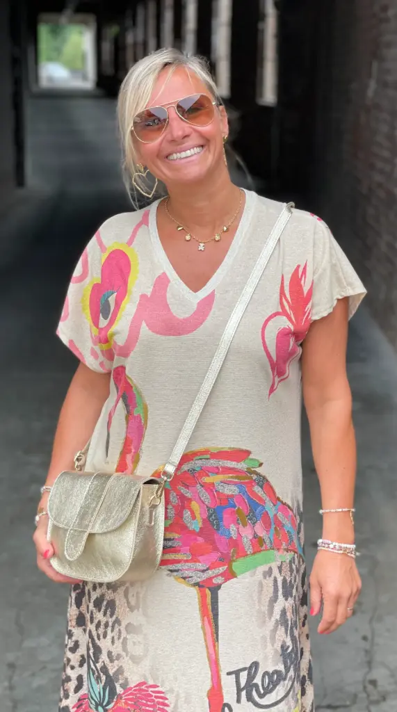 Robe Lurex longue Flamand Rose