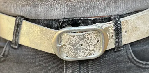 Ceinture Brillante Boucle Ovale Métal