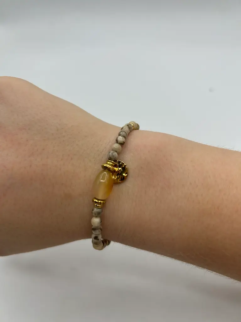 Bracelet marbré médaillon martelé 