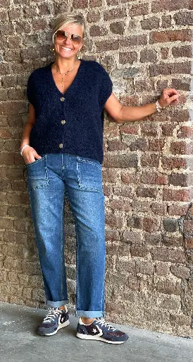 Jeans double poches appliquées
