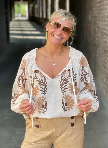 Blouse Col élastique Fleurs