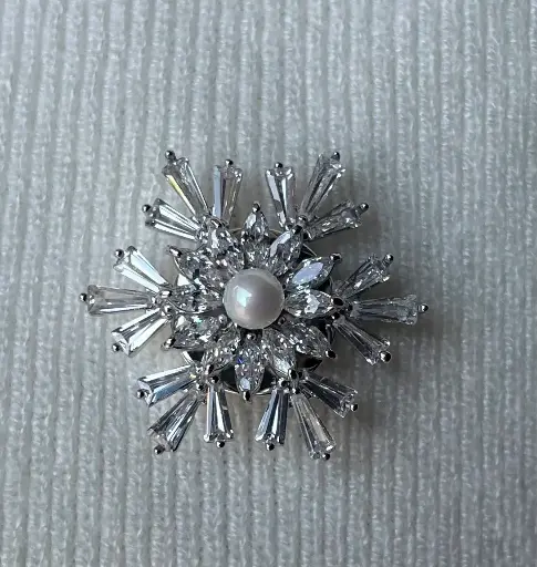 Mini Broche Aimant Flocon Strass