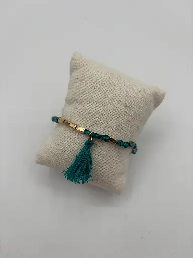 Bracelet perles pampilles n°244 (Bleu pétrole) 