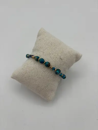 Bracelet 3 "pierres" n°245 (Bleu pétrole) 