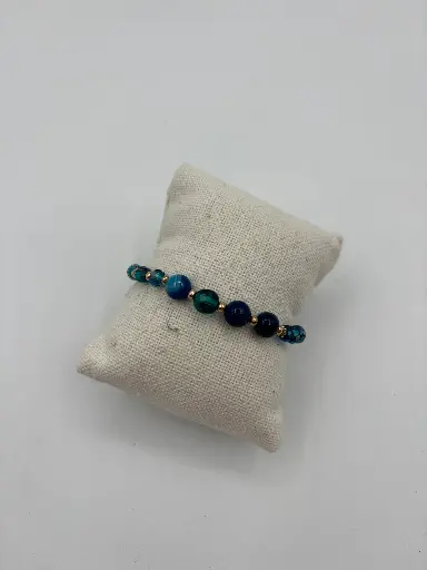 Bracelet différentes perles n°246 (Bleu pétrole) 