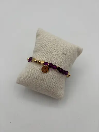 Bracelet perles pendante martelée n°234 (Mauve)