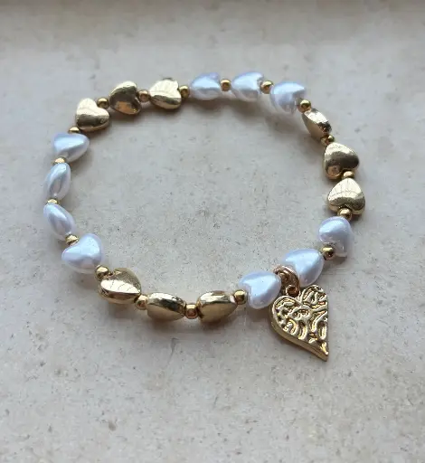 Bracelet 3 cœurs/cœur pendant n°132 (Blanc)