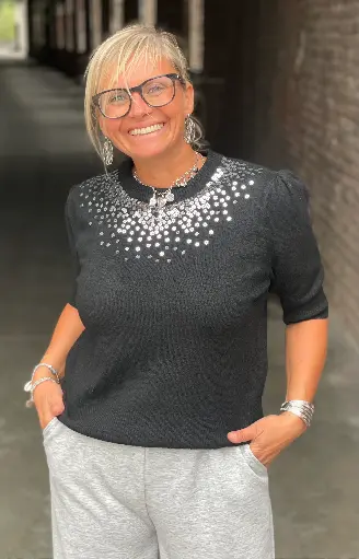 Pull sequins Fleurs