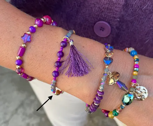 Bracelet 4 billes/pampille n°247 (Mauve)