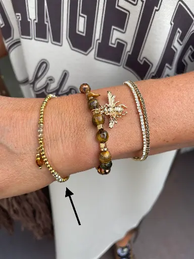 Bracelet petites billes dorées n°260 (Beige)