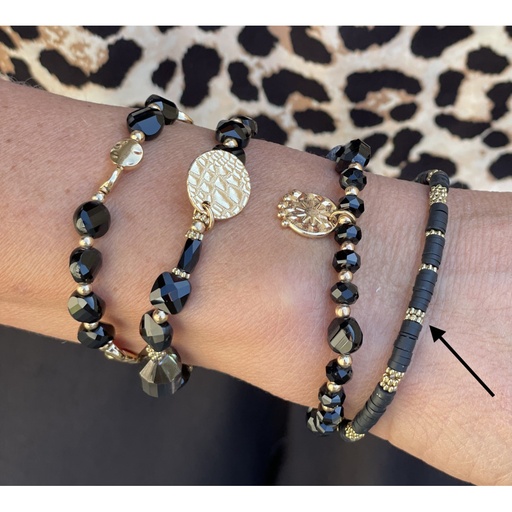 Bracelet ronds noirs  dorés n°104