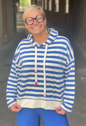 Sweat Capuche Grosses Lignes