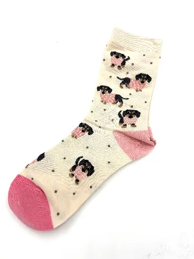 Chaussettes Teckels pois