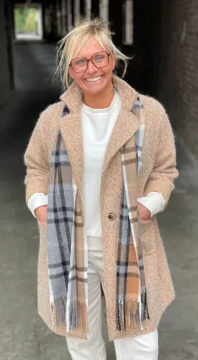 Echarpe franges carreaux (25004)