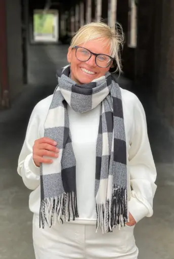 Echarpe franges grand damier (1710)