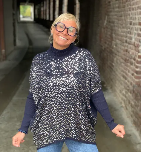 Pull col montant Sequins
