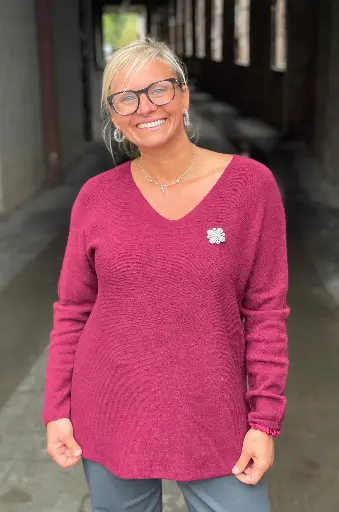 Pull V coutures manches