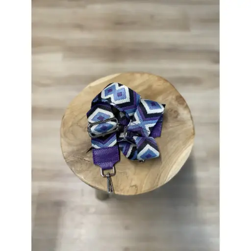 Lanière Croix Losanges Attaches Argentées