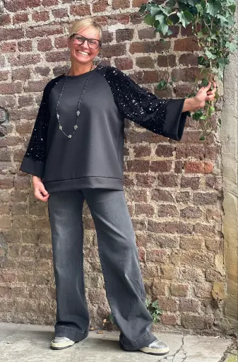 Jeans 4 poches appliquées gris