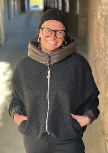 Blouson capuche bi-matière