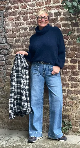 Jeans 4 poches appliquées Bleu moyen