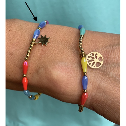 Bracelet mini étoile pendante n°108 (Multicolore)