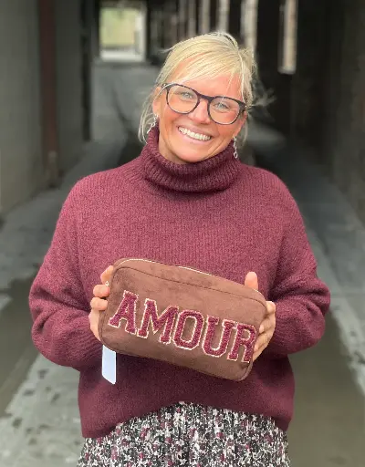 Trousse Suédine Smile, Amour,Happy