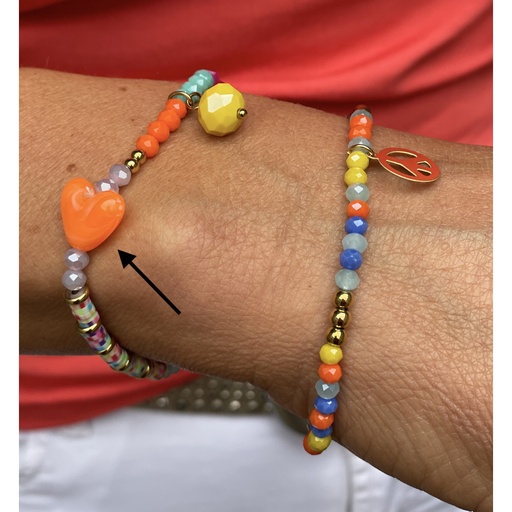 Bracelet coeur boule pendante n°110 (Multicolore)