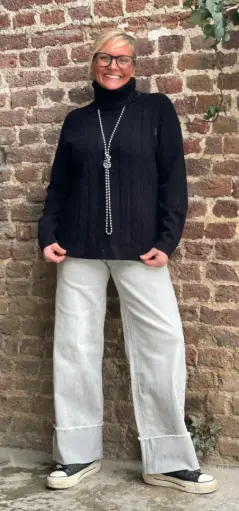 Jeans gris grands bords